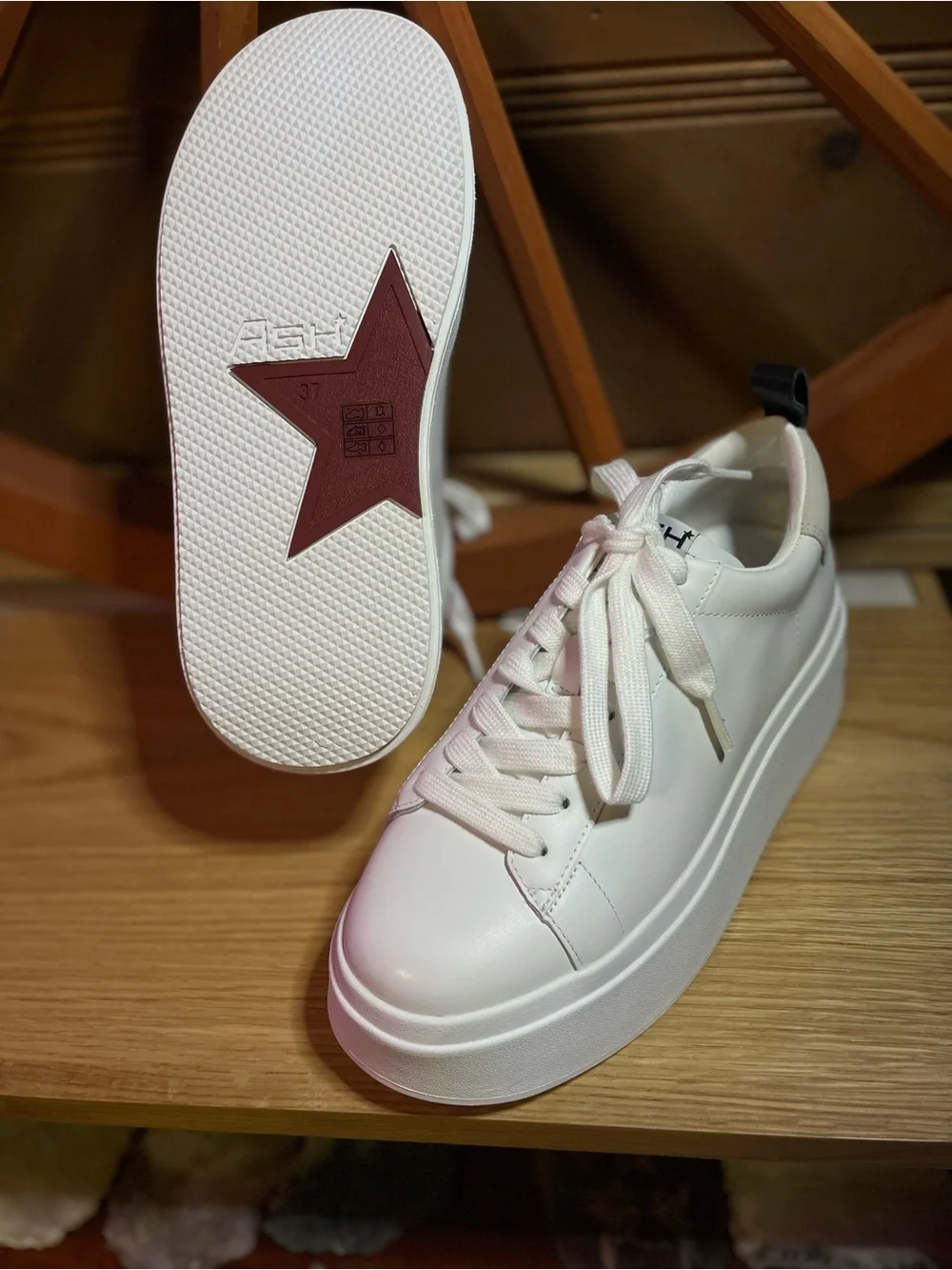 NIB ASH MOVE S - Chunky Platform Sneaker  Leather Upper EU 37 -US Sz range 6.5-7